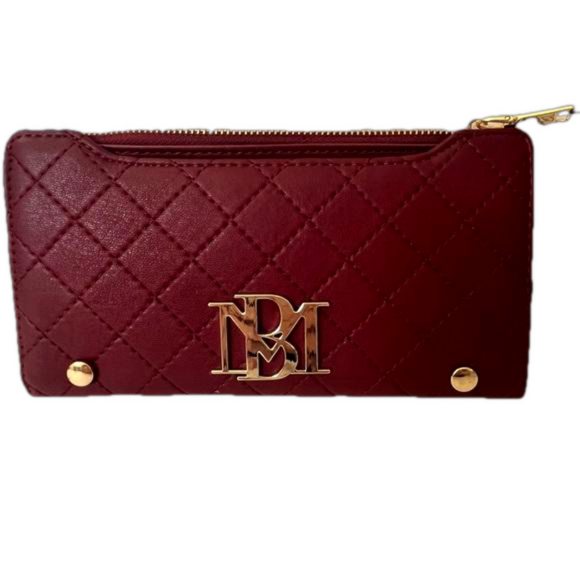 NWT Studio Badgley Mischka Wine Quilted Long Cards Wallet Vegan Leather - Picture 7 of 7